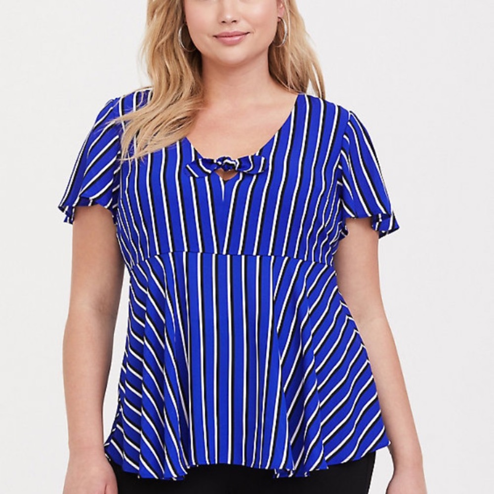Torrid Blue Bow Tie Front Top